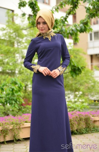 Habillé Hijab Bleu Marine 4721-03