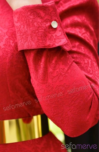 Tesettür Elbise 9235-01 Kırmızı
