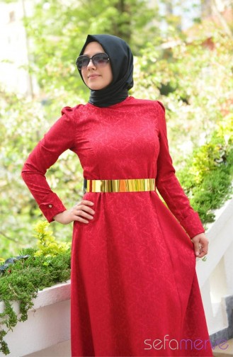 Rot Hijab Kleider 9235-01
