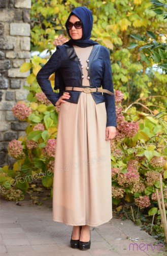 Navy Blue İslamitische Jurk 5064-02