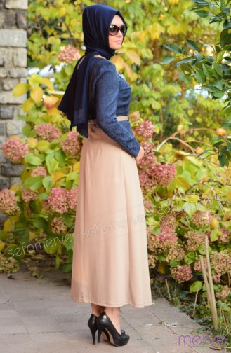 Navy Blue İslamitische Jurk 5064-02