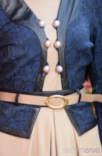 Navy Blue İslamitische Jurk 5064-02