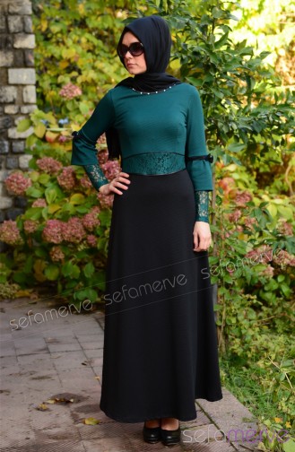 Green Hijab Dress 7126-01