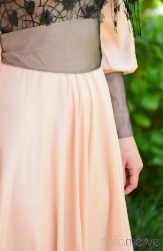 Famelin Tesettür Abiye Elbise 4897-04 Somon