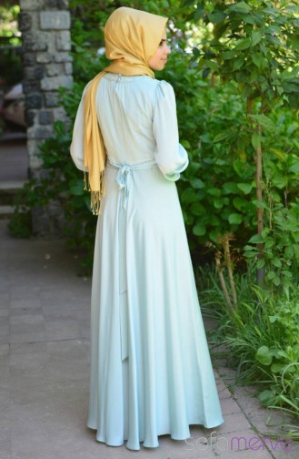 Famelin Tesettür Abiye Elbise 4902-03 Mint Yeşil 4902-03