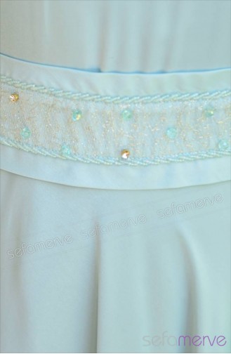 Famelin Tesettür Abiye Elbise 4902-03 Mint Yeşil 4902-03