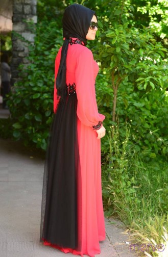Granat-Blumen Hijab-Abendkleider 4223-02