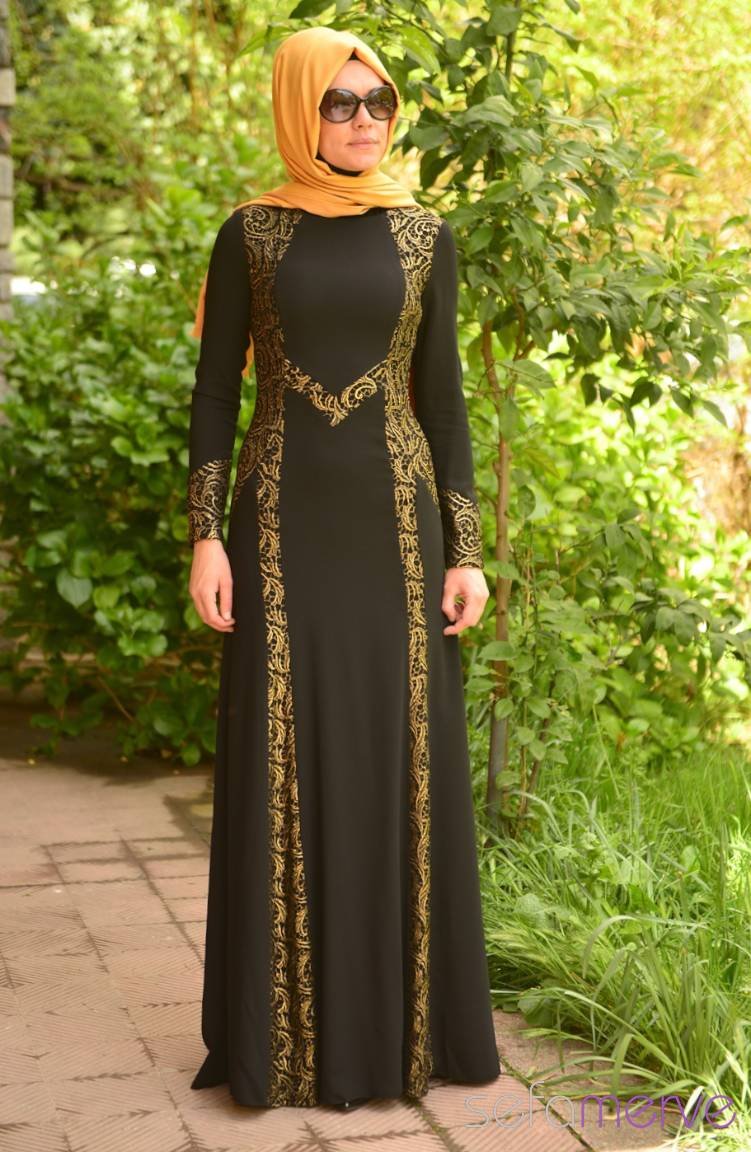  Sefamerve Abiye Elbiseler 1119 04 Siyah Sefamerve 