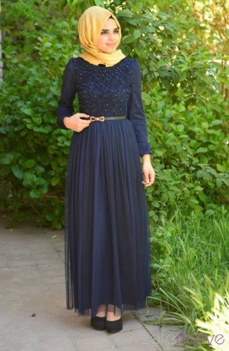 فستان أزرق كحلي 3068-08