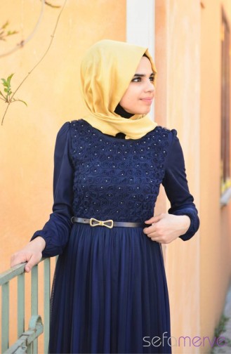 فستان أزرق كحلي 3068-08