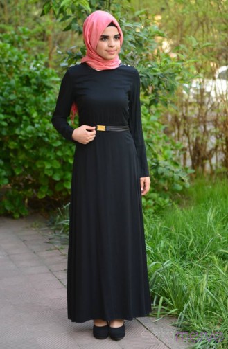 Schwarz Hijab Kleider 4511-04