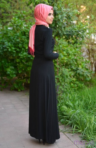 Schwarz Hijab Kleider 4511-04