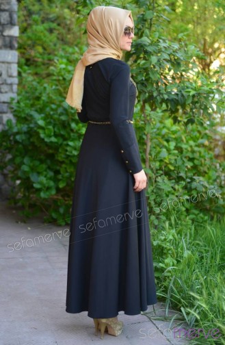 Schwarz Hijab Kleider 6283-04