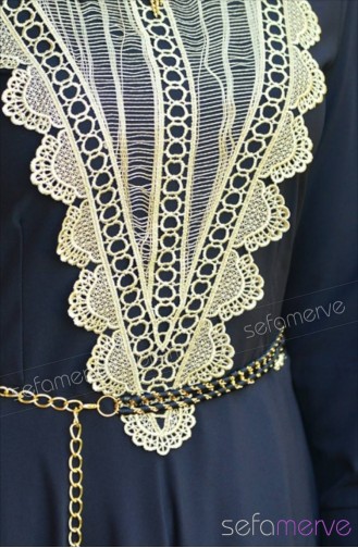 Schwarz Hijab Kleider 6283-04