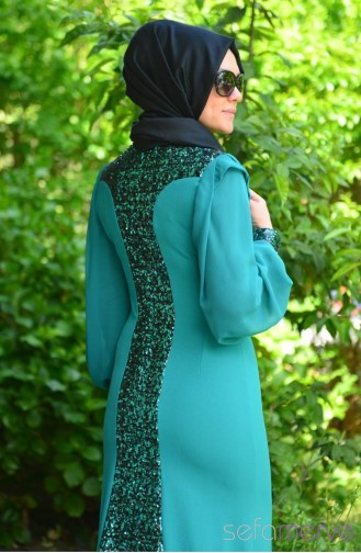 Sefamerve Tesettür Abiye Elbiseler PDY 4733-02 Yeşil