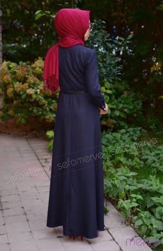 Zaira Tesettür Elbise 5889-02 Lacivert