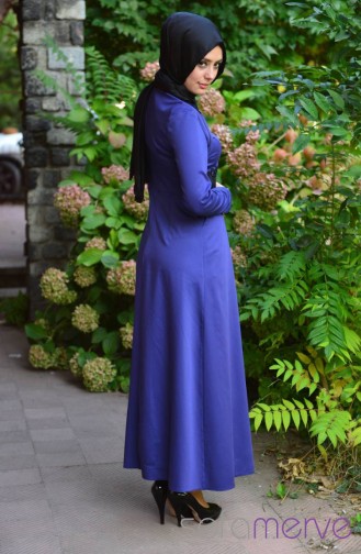 Saks-Blau Hijab Kleider 5056-03