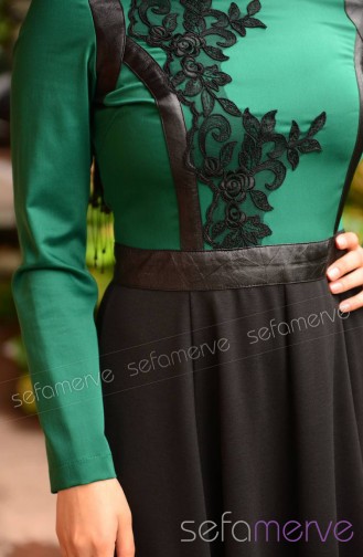 Grün Hijab Kleider 5053-01