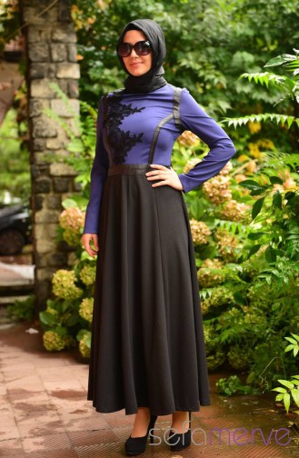Blau Hijab Kleider 5053-03