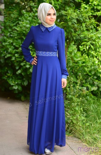 فستان أزرق 9044-12
