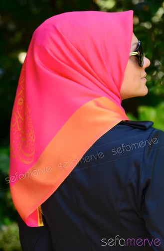 Sunway Merve Eşarp 01 Pembe Turuncu