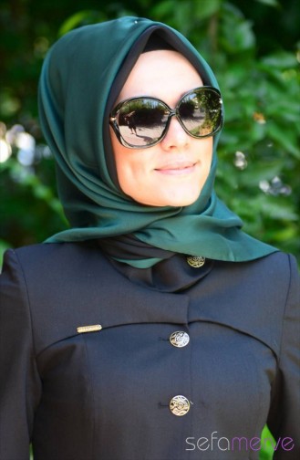 Emine Çift Taraflı Eşarp 03 Çam Yeşili Siyah