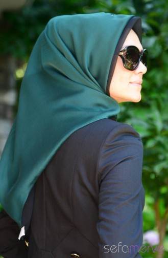 Emine Çift Taraflı Eşarp 03 Çam Yeşili Siyah