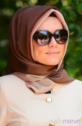 Emine Çift Taraflı Eşarp 21 Vizon Kahverengi