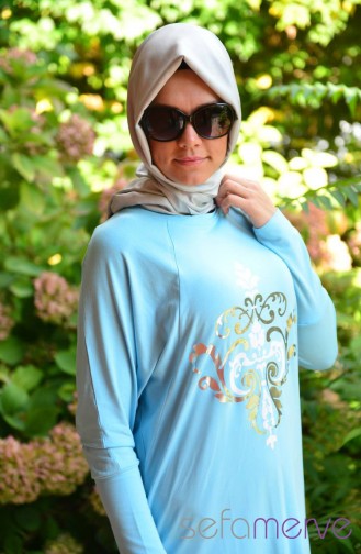 Esre Hijab Sweatsuit Set  14614-06 Light Blue 14614-06