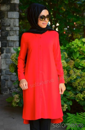 Sefamerve Tesettür Tunik 45013-04 Kırmızı