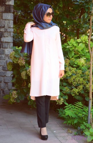 Sefamerve Tesettür Tunik 45013-01 Pudra