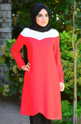 Sefamerve Buttons Tunic 45017-01 Red 45017-01