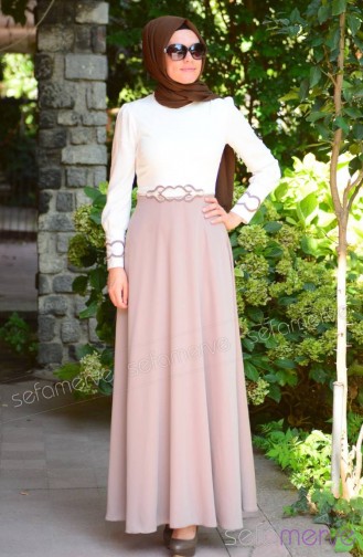 Mink Hijab Evening Dress 52071-05