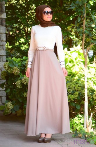 Mink Hijab Evening Dress 52071-05