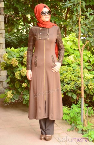 Hellbraun Hijab Kleider 7005-02
