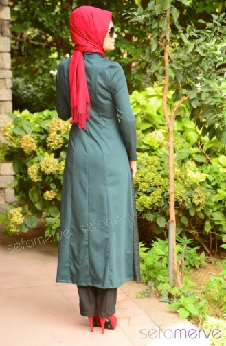 Grün Hijab Kleider 7026-03
