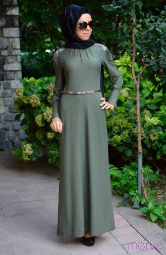 Khaki Hijab Kleider 143317-05