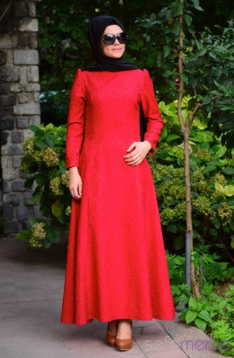 Weinrot Hijab Kleider 4535-03