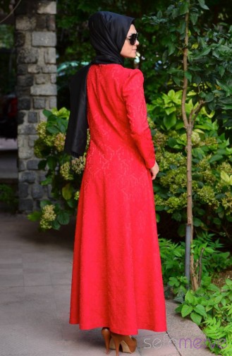 Dilber Hijab Dress 4535-03 Claret Red 4535-03