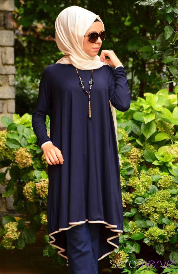 Sefamerve Uzun Tunik 3722-04 Lacivert