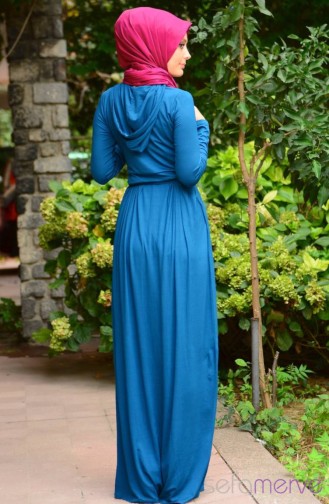 فستان أزرق زيتي 3707-06