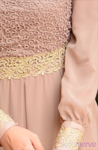 Lace Detail Dress 51983D-02 Mink 51983D-02