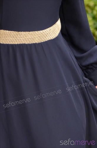 Dunkelblau Hijab Kleider 52077-01