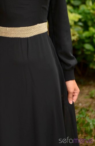 Tesettür Elbise FY 52077-03 Siyah