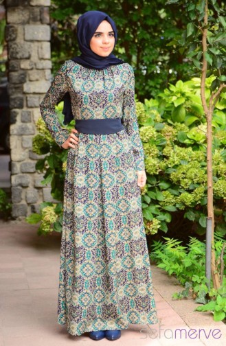 Grün Hijab Kleider 5261-01