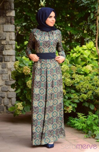 Grün Hijab Kleider 5261-01
