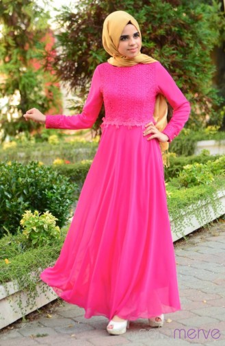 Fuchsia Hijab Dress 7146-05