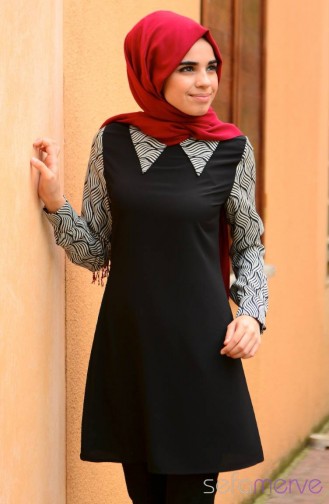 Tesettür Tunik Zernişan 4179-02 Siyah