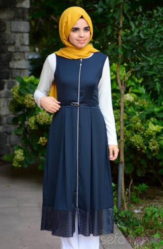Tesettür Yelek 8006-04 Lacivert