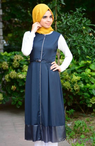 Tesettür Yelek 8006-04 Lacivert